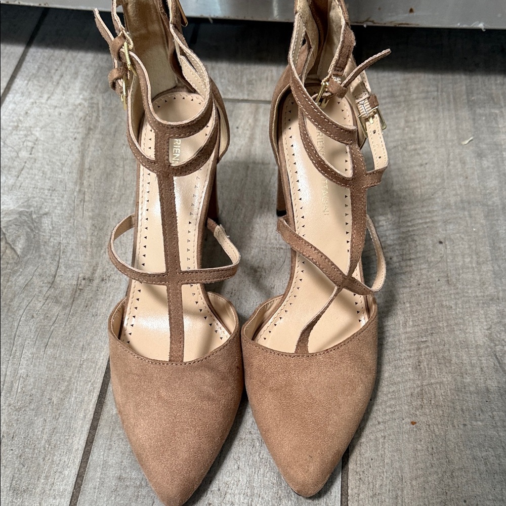 Adrienne Vittadini Tan Strappy Heels